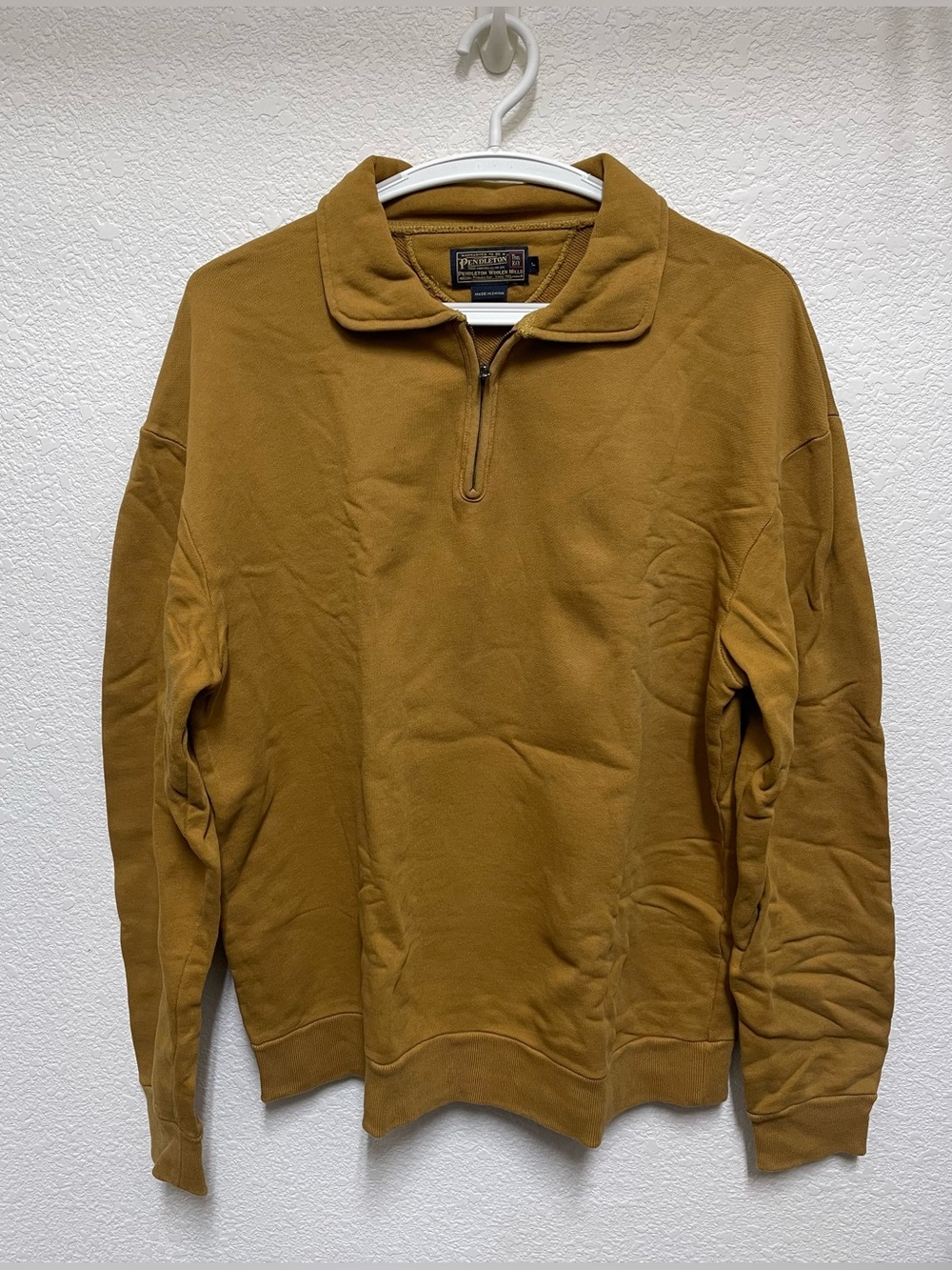 PENDLETON Quarter Zip-Front Pullover Sweater Mustard Men’s Size L